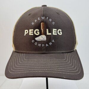 Peg Leg Brewing Company Brown Tan Mesh Trucker Cap Snapback Adjustable Hat